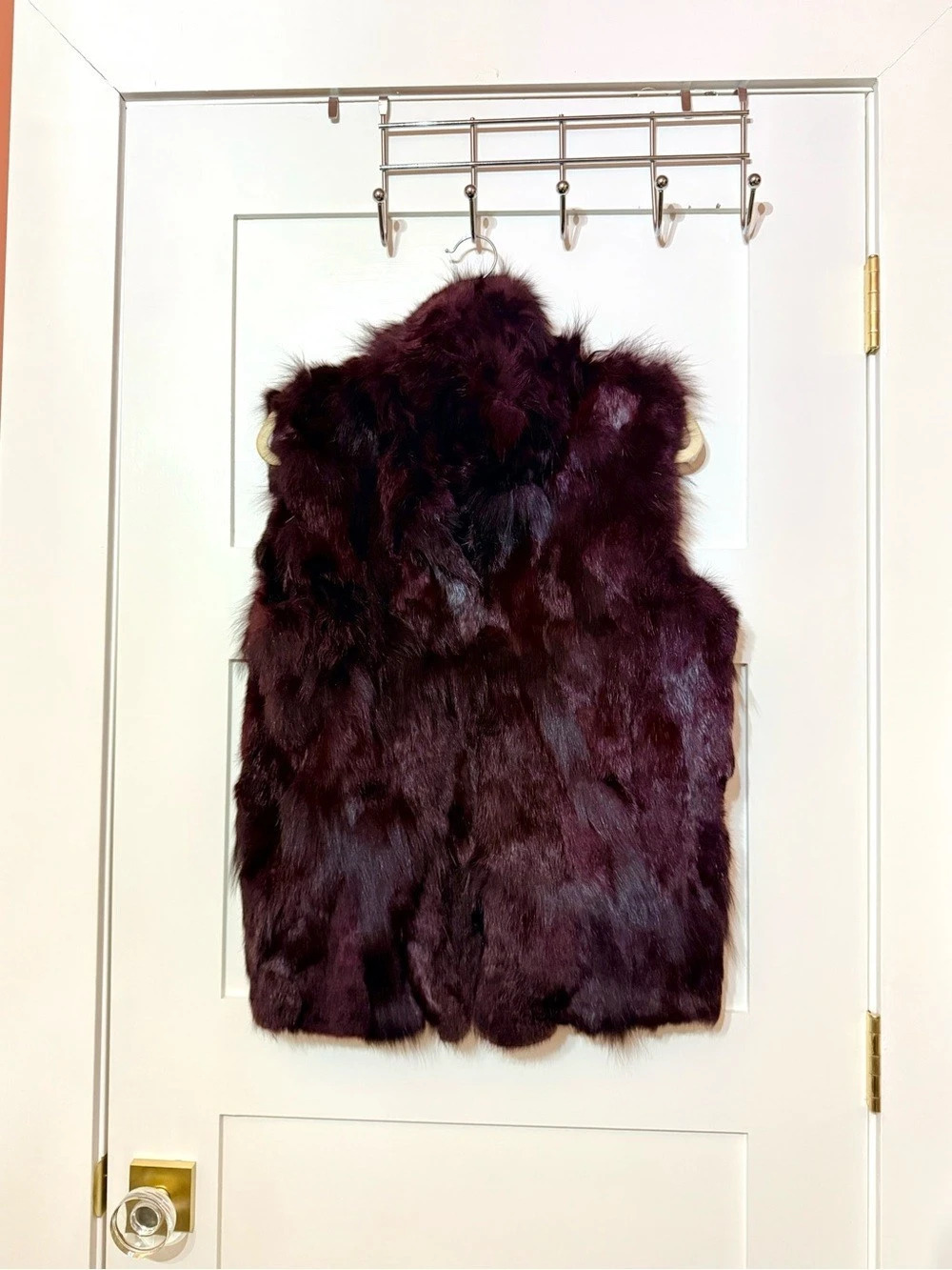 Adrienne Landau Rabbit Fur Vest in Burgundy Like New